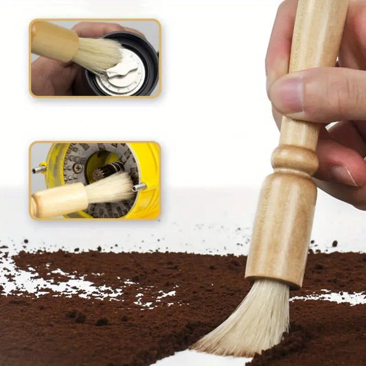 Wooden Handle Coffee Grinder Cleaning Brush with Bristles