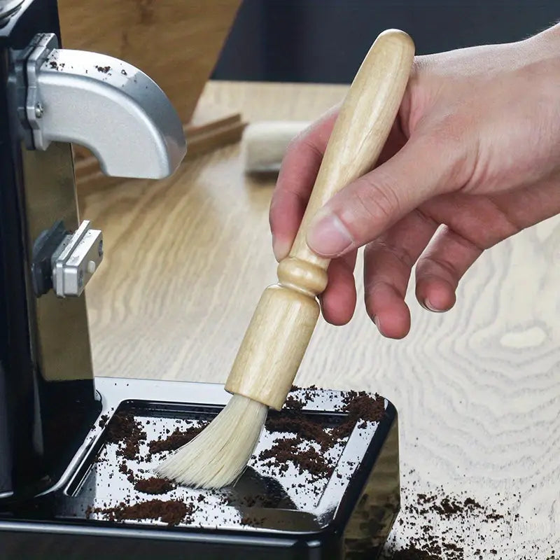 Wooden Handle Coffee Grinder Cleaning Brush with Bristles